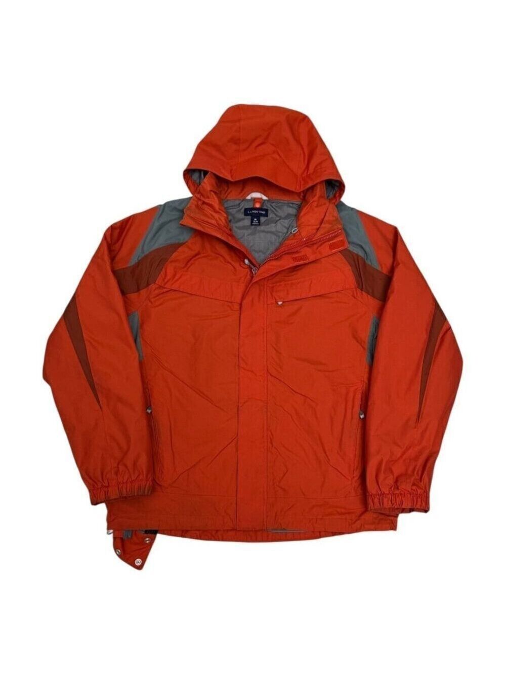 LANDS END Jacket Waterproof Windbreaker Casual Outdoor Orange Rain Mens Medium